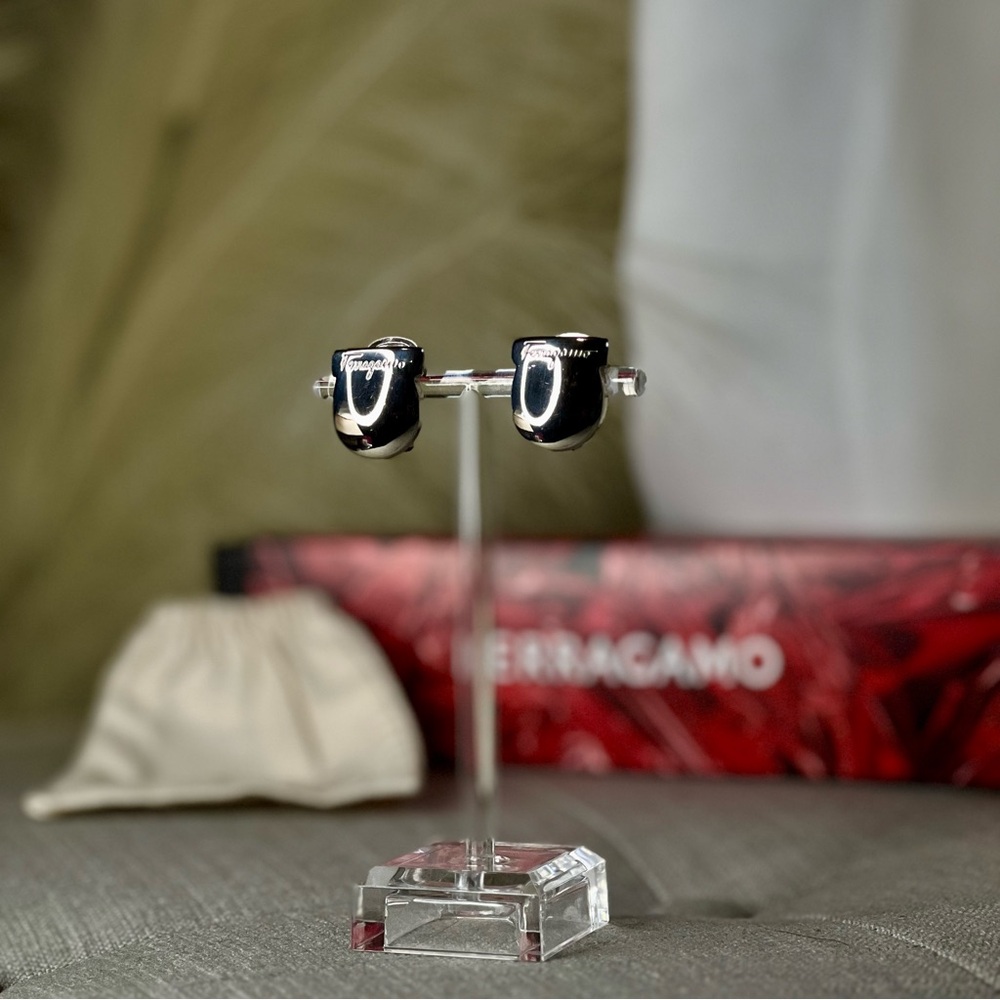 Salvatore Ferragamo Silver-tone Gancini Earrings